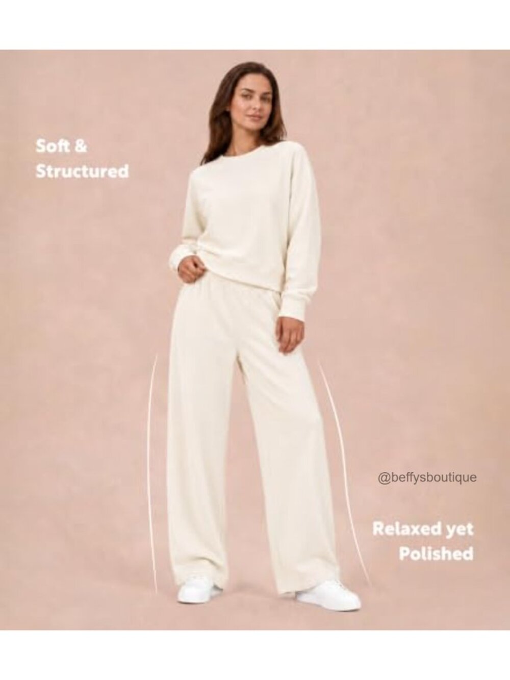 Women's 2 Piece Lounge Set Cotton Modal Wide Leg Sweatsuit - Picture 3 of 5